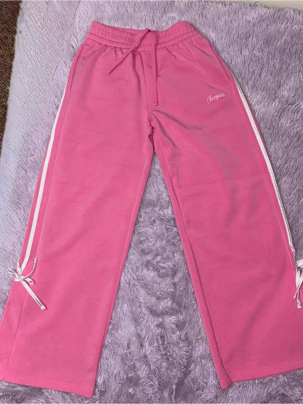 Champion Pink Track Pants with Side Stripes